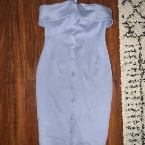 ASOS Baby Blue Button Strapless Midi Dress